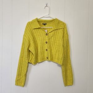 Wild fable yellow buttoned knit cropped cardigan